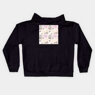 Pink Beige One Line Shapes Kids Hoodie